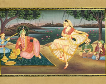 Rajput Maharaja Miniature Painting: Mewar Art on Silk (11.5x7.5 Inches)