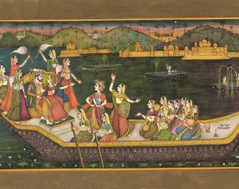 ムガル帝国皇帝の細密画：インドのハーレム芸術、音楽、舞踏（13x8
