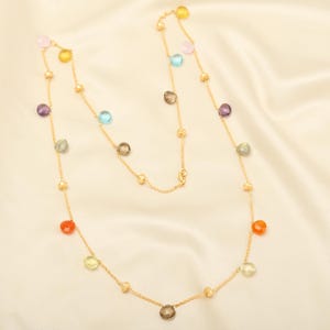 Marco Bicego Type Necklace, Handmade Gold Plated Brass Multi-Gemstone Necklace, Statement Necklace, Gifts For Her, Wedding Gifts