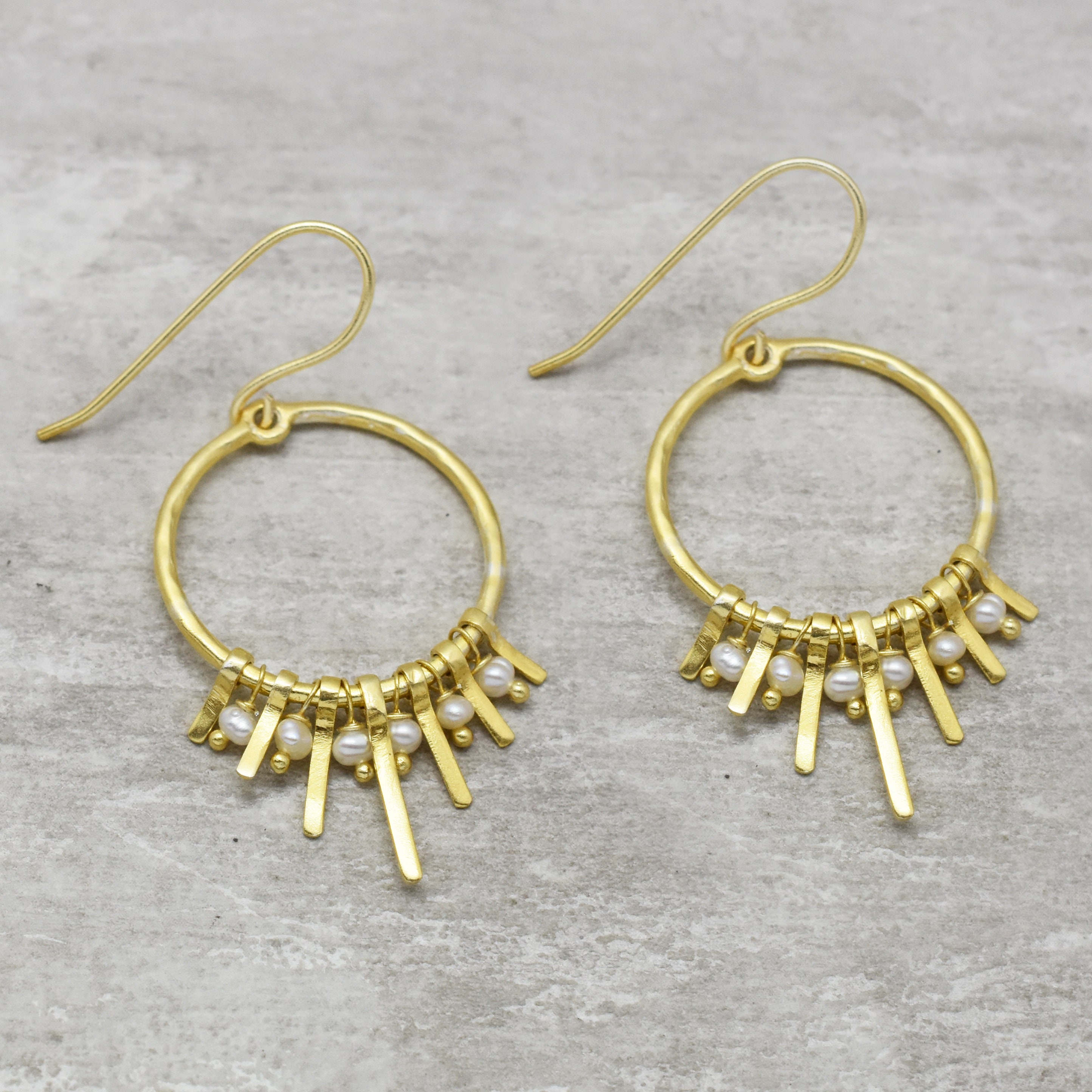 Fringe earring 925 sterling silver 22k gold plated jewelry Etsy