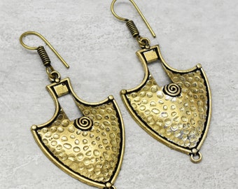 Brass geometric dangle earring, hammered dangle earring Mother's Day Gift