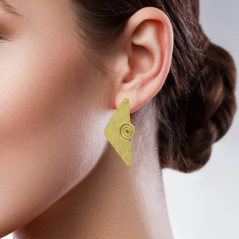 gold plated jewelry unique jewelry gifts for her Texture earrings stud earrings handmade jewelry statement jewelry brass earrings