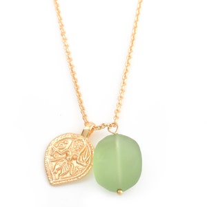 Durga-bedelketting met aqua, groene chalcedoon, messing handgemaakte sieraden, edelsteenkettingen voor vrouwen, cadeaus voor haar, verjaardagscadeaus
