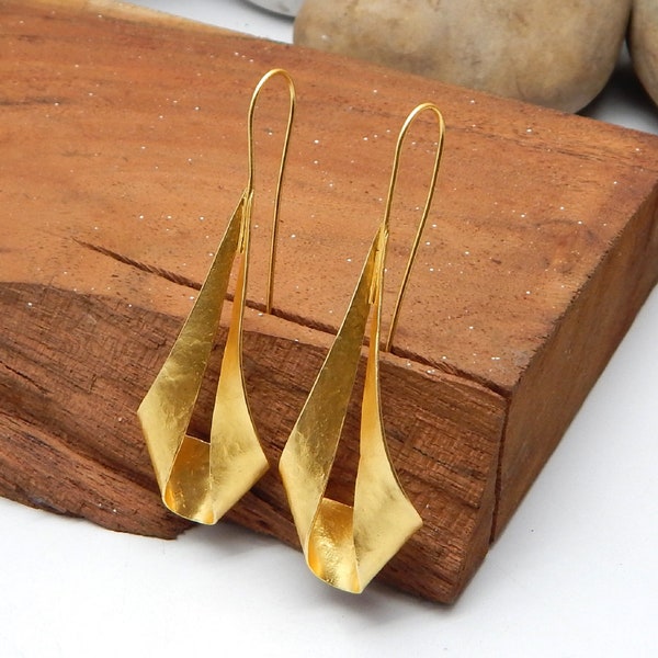 Handcrafted Geometric Statement Earrings- Gold and Silver Plated Fashion Statement Jewelry, Mothers Day Gift