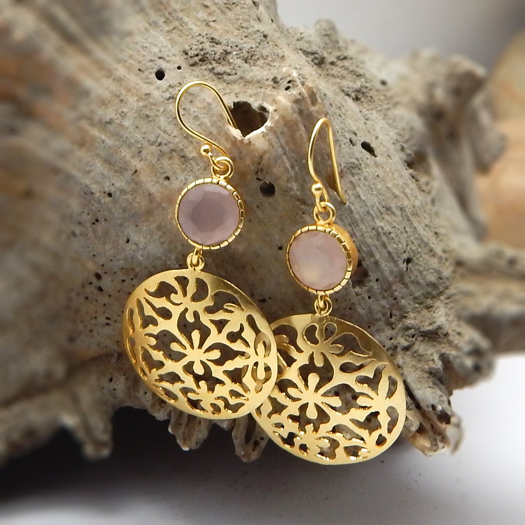 •ROSE QUARTZ - FREEFORMS• silver dangle earrings