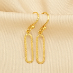 Paperclip Dangle Earring, Paperclip Texture Earring, Brass 22k Gold Plated Handmade Earring, Women Accessory