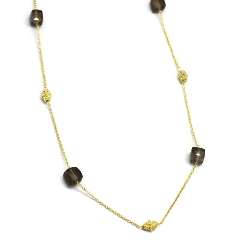 everyday wear jewelry Square cube shape necklaces metal finding with chain necklaces Smoky necklaces handmade necklaces