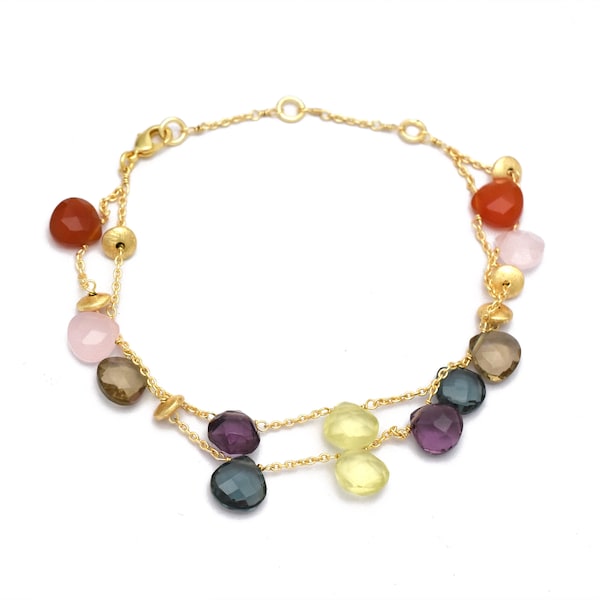 Marco Bicego Bracelet Multi-Gemstone Gold Plated Brass Bracelet Perfect for Mother's Day Gift