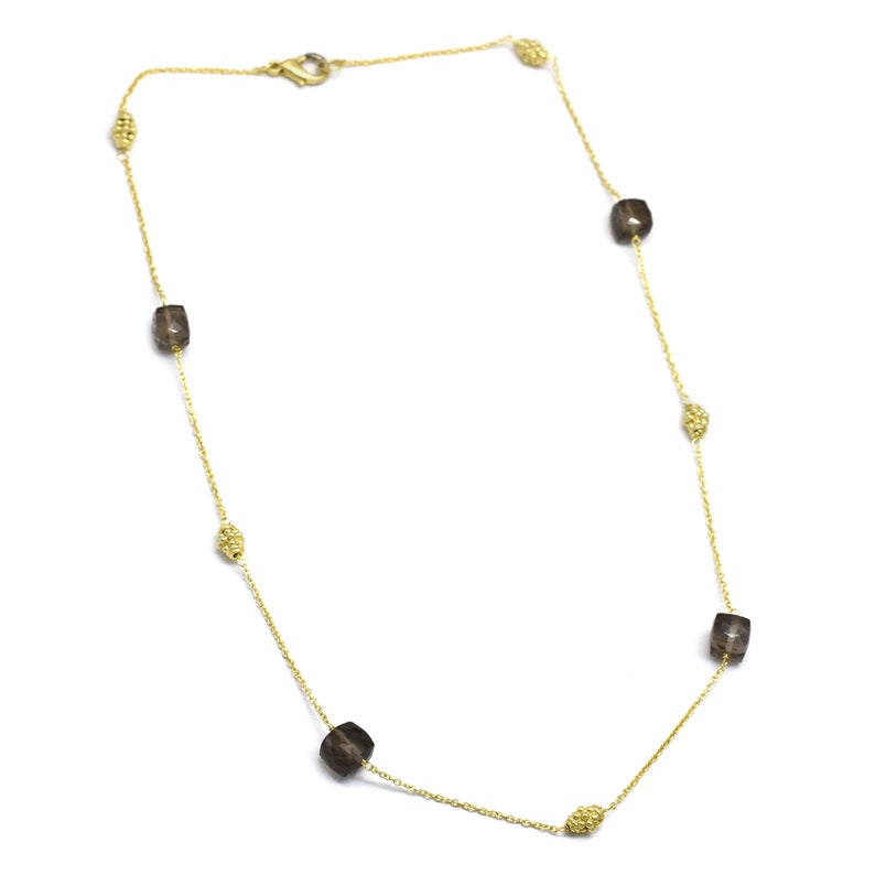 everyday wear jewelry Square cube shape necklaces metal finding with chain necklaces Smoky necklaces handmade necklaces