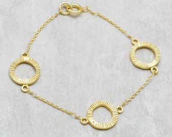 Handmade Circle Chain Bracelet Brass Gold Plated Mother's Day Gift