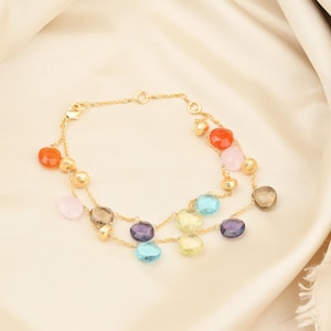 Marco Bicego Bracelet Multi-Gemstone Gold Plated Brass Bracelet Perfect for, Women&#39;s Jewelry, Gifts For Her, Anniversary Gifts