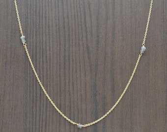 Brass Gold Plated Chain with Labradorite Gemstone Necklace, Mother's Day Gift