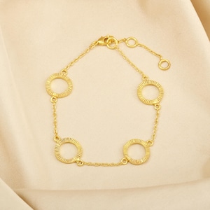 Open Circle Link Chain Bracelet, Minimal Dainty Bracelet, Brass Gold Plated Bracelet, Minimalist Jewelry For Women, Anniversary Gift For Her
