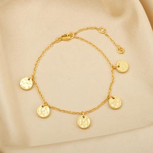 Bracelet disque en laiton plaqué or 22 carats fait main, bijoux tendance de créateur, cadeaux pour elle