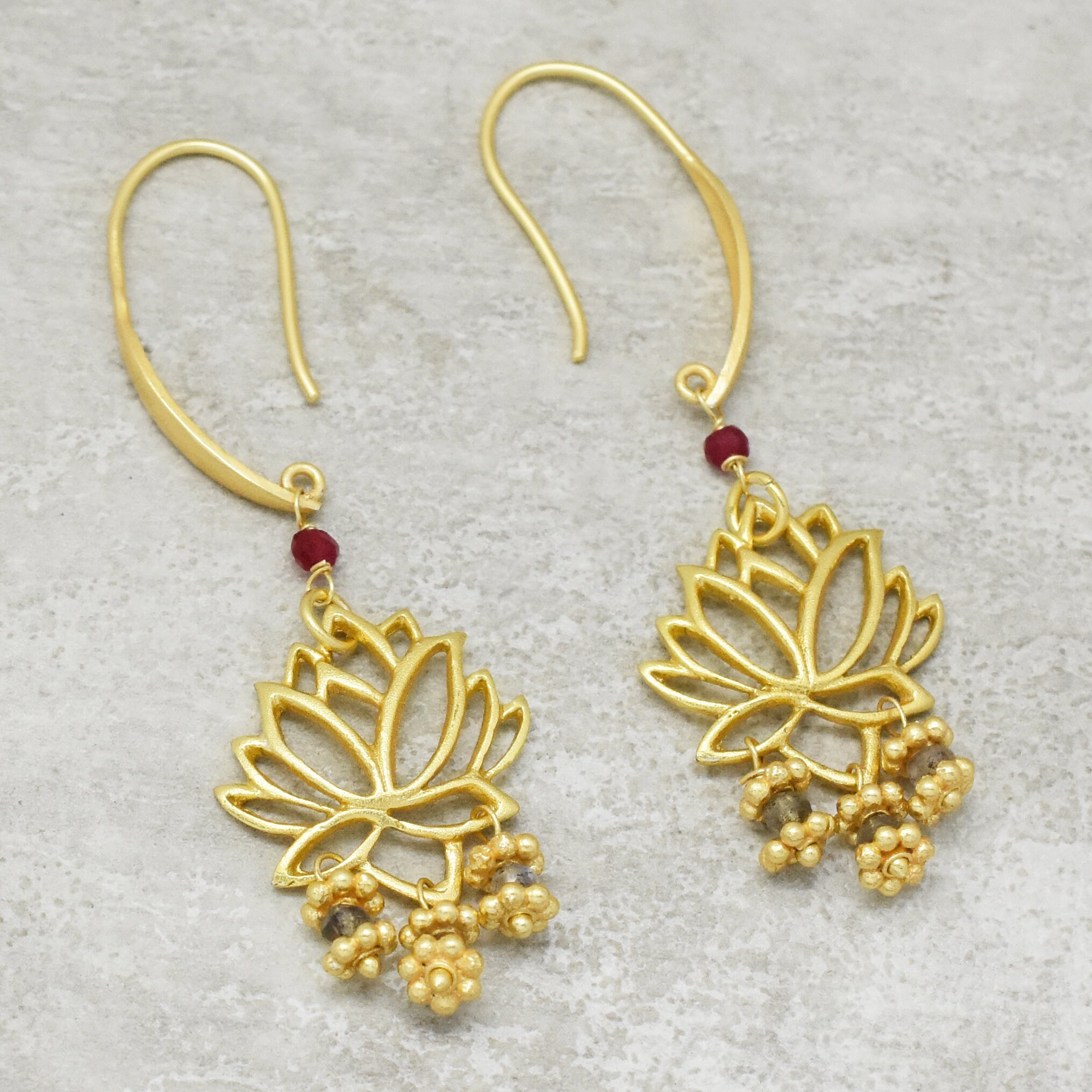 Buy Wholesale Multi Gemstone Earring Lotus Earring Brass Etsy
