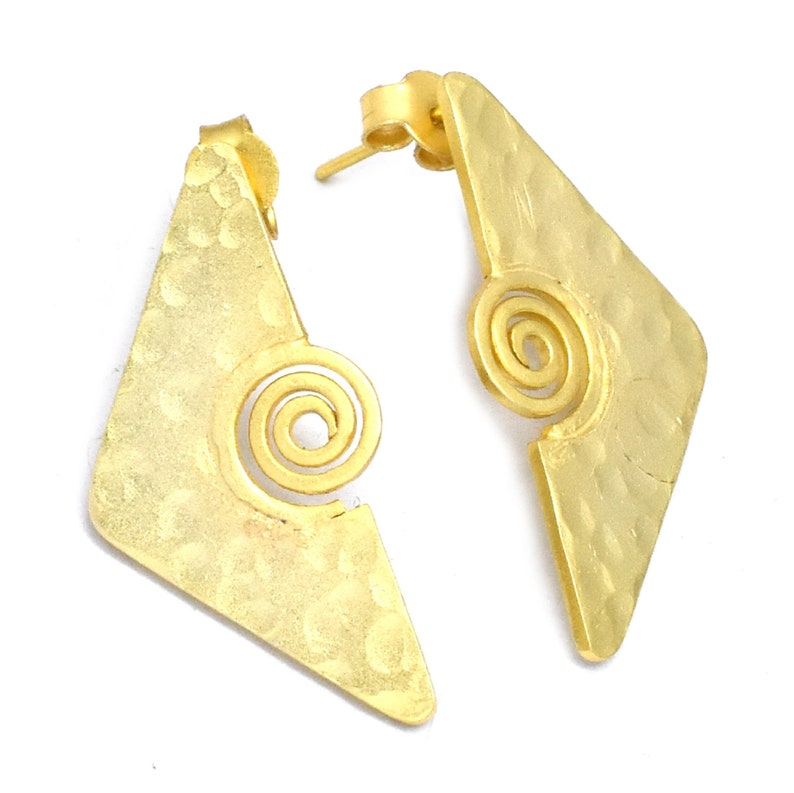 gold plated jewelry unique jewelry gifts for her Texture earrings stud earrings handmade jewelry statement jewelry brass earrings