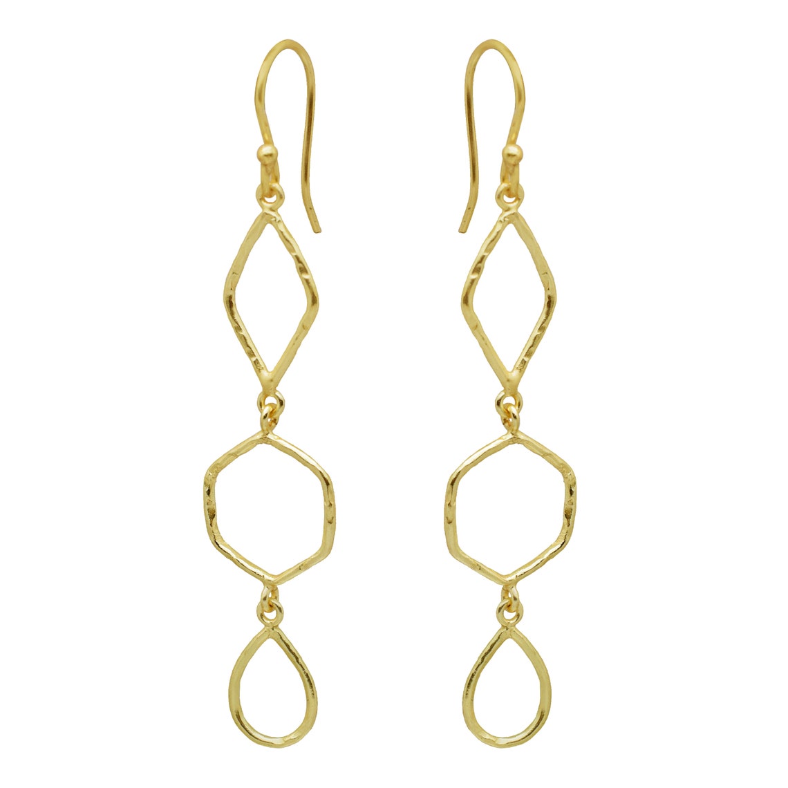 Dangle Earring 22k Gold Plated 925 Hallmark Jewelry Texture Etsy