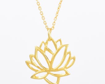 Sterling Silver Lotus Flower Pendant Necklace - Handmade Women's Jewelry - Gifts For Her