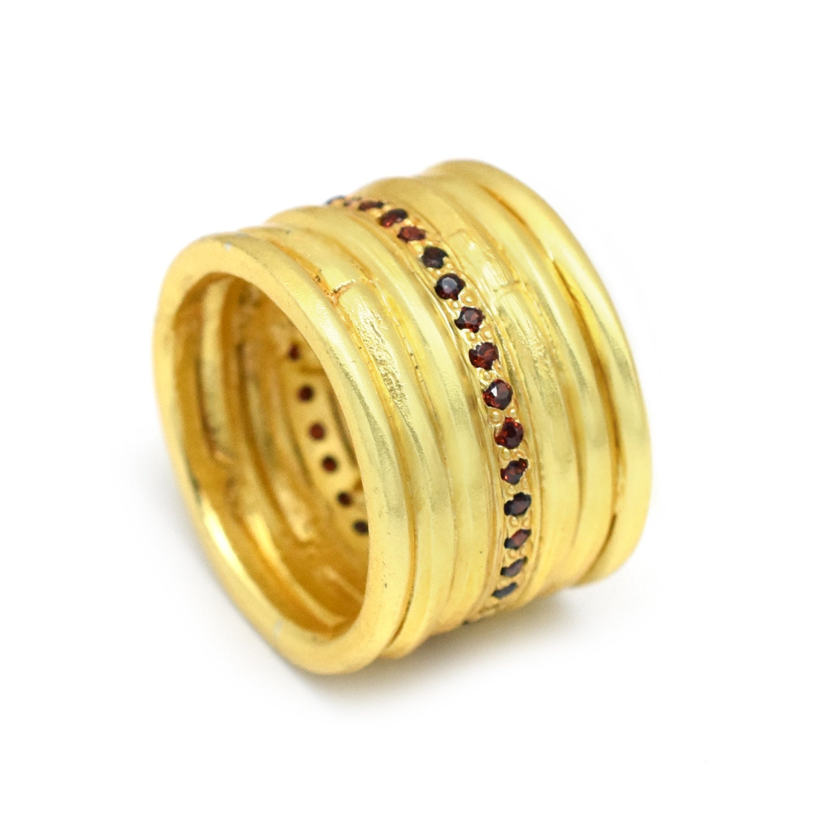 Zircon rings band rings brass rings gold plated rings Etsy