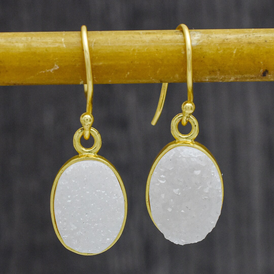 Best Gifts Druzy Earring Brass Earring 22k Gold Plated Etsy