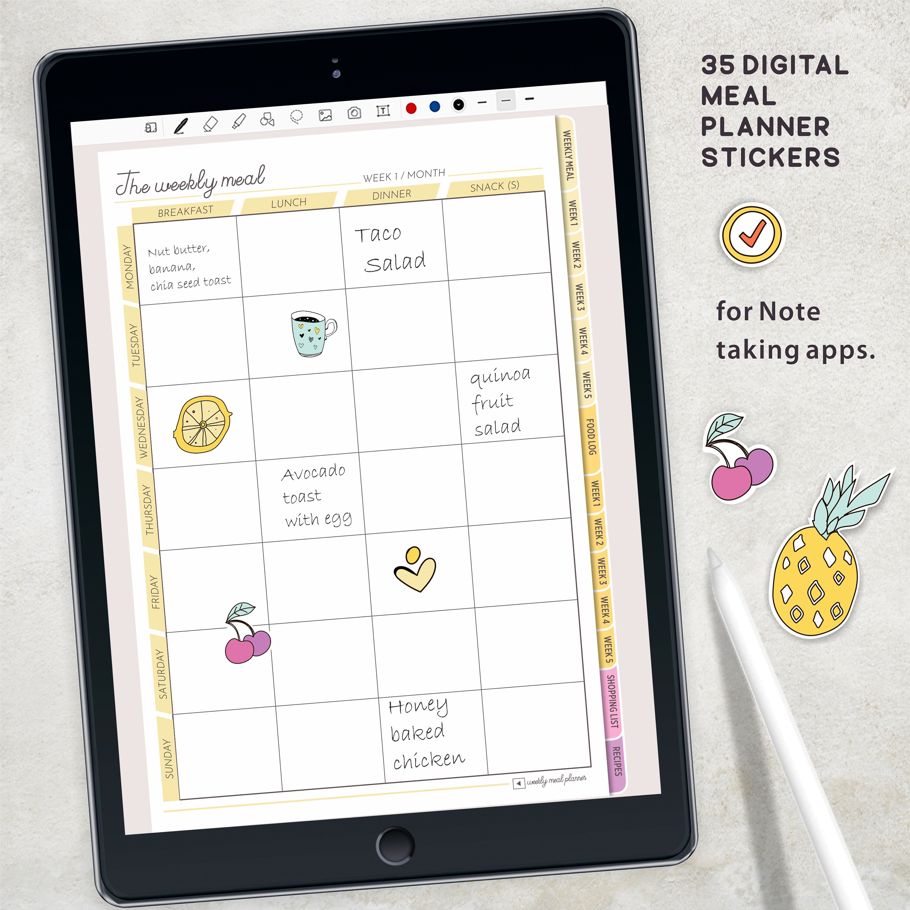 Meal Planner bundle Digital planner for Goodnotes Noteshelf Etsy