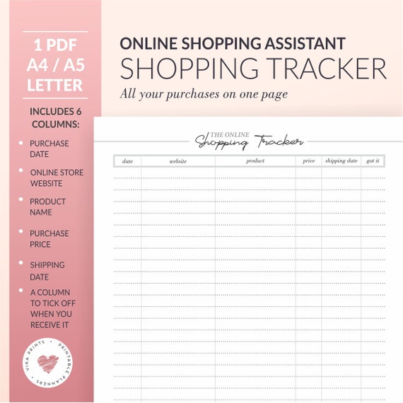 online shopping tracker printable online order tracker etsy online shopping list organizer