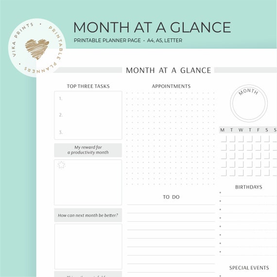 monthly planner printable planner