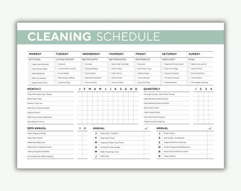 Pianificatore di pulizie, checklist giornaliera, settimanale e mensile, modello Canva