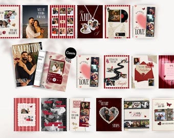 Modello di rivista Canva modificabile per San Valentino / Rivista digitale con storie d'amore / Regalo romantico / Download immediato