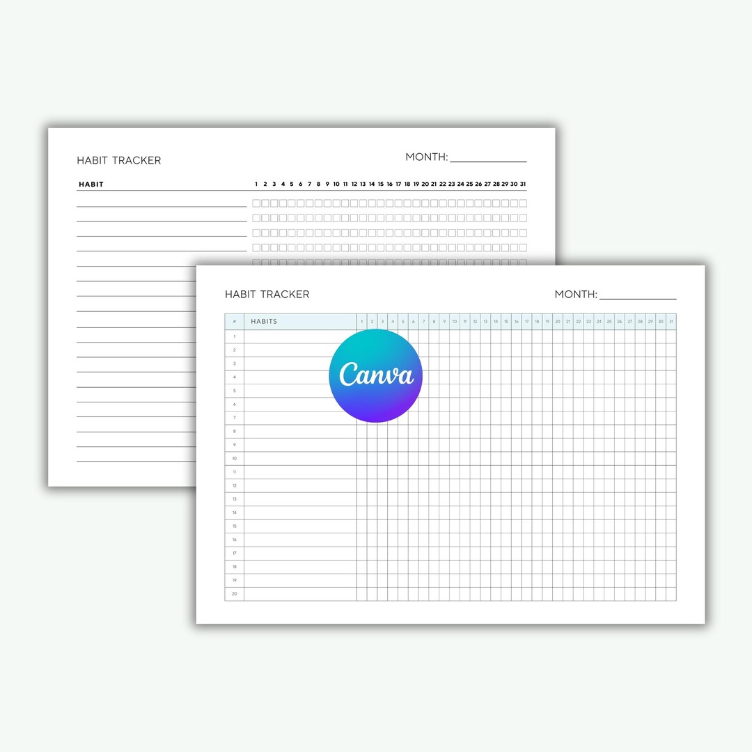 Minimalist Habit Tracker Printable | Daily (PDF + Canva Download A4/US ...
