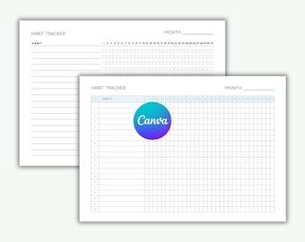 Tracker delle abitudini minimaliste stampabile/quotidiano (PDF + download Canva formato A4/US Letter)