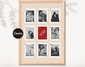 Poster personalizzato con carte da gioco per coppie / Regalo di San Valentino (modello Canva, download digitale)