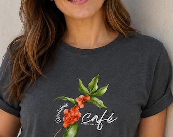 Brazilian Café T-Shirt, Coffee Branch Unisex Shirt, Botanical Tee, Brazil Lover Gift, Barista Shirt