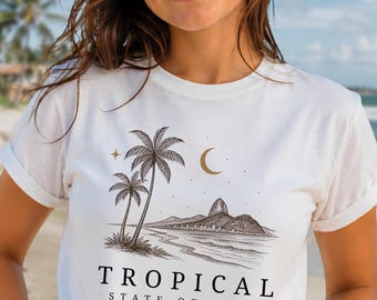 Tropical State of Mind T-Shirt, Palm Tree Unisex Shirt, Beach Vacation Tee, Brazil Lover Shirt, Summer Travel Gift