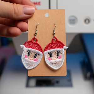 Santa Lace Embroidery Earrings Digital Download