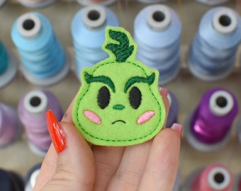 Grumpy Baby Green Feltie Embroidery Design