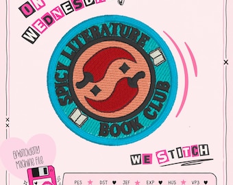 Spicy Book Club Patch Embroidery Design - Digital Download