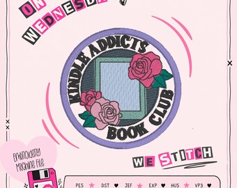 Kindle Addicts Book Club Broderilapp | Rosor, Kindle-design (digital nedladdning)