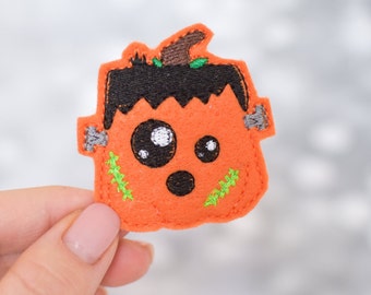 Frankenstein Pumpkin Feltie Embroidery Design