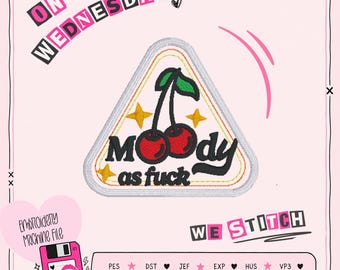 Moody Cherry Patch Embroidery Design | Stitch Saving Twill Patch | Digital Download