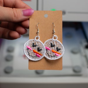 Snowman Lace Embroidery Earrings Digital Download