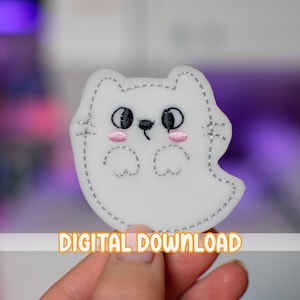 Ghost Cat Feltie Embroidery Design