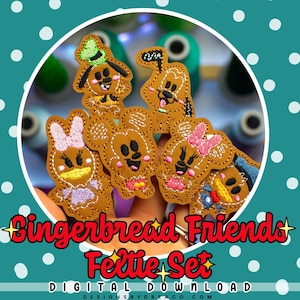 Gingerbread Friends Feltie Embroidery Design Collection