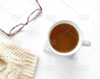 Tea and Sweater Vertical Flatlay Styled Stock Photo for Instagram | Social Media or Blog Tea Image