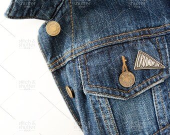 Crushin' It Enamel Pin/Denim Jacket Styled Stock Photo for Instagram | Social Media or Blog Denim Jacket Image
