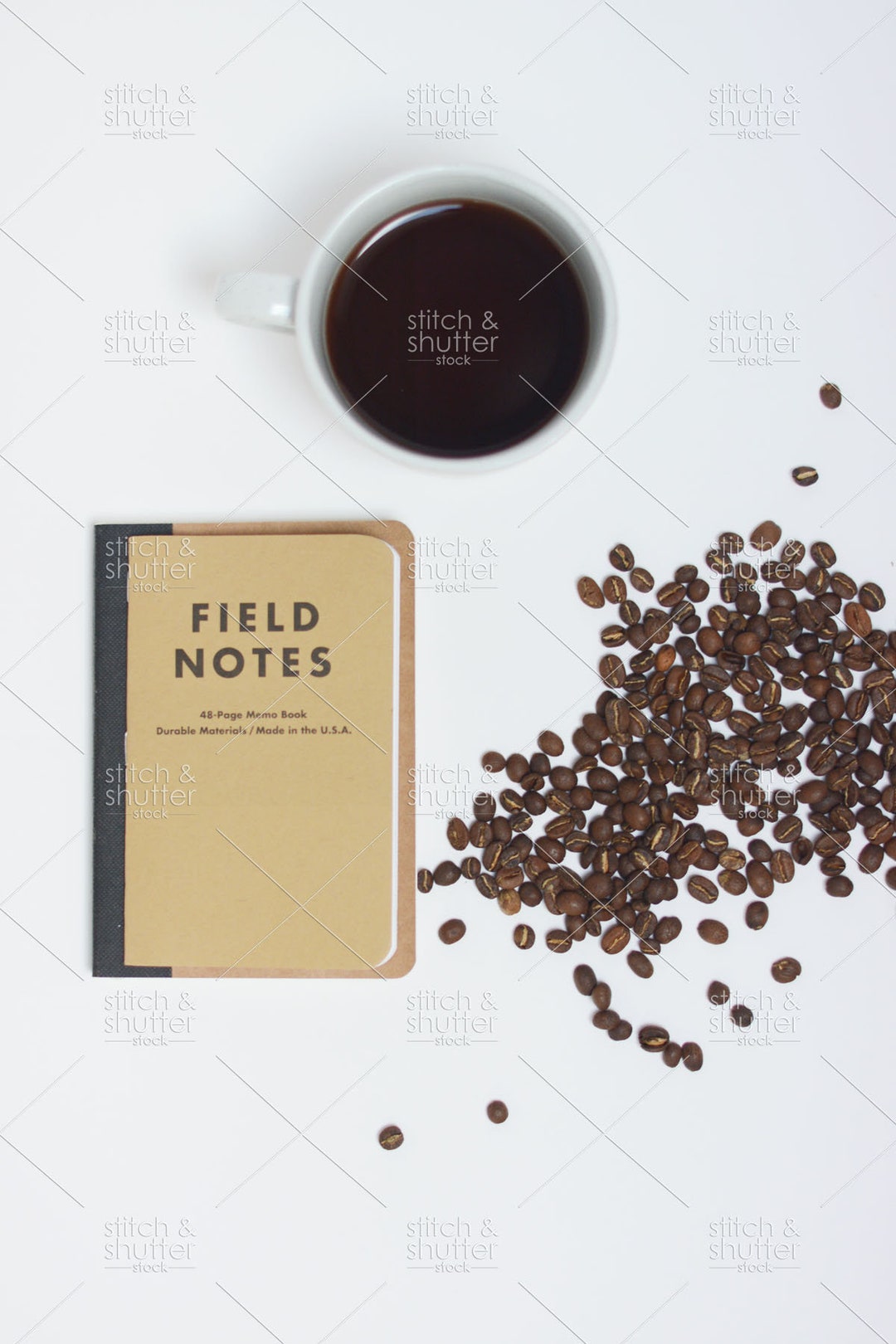Coffee Beans & Field Notes Flatlay Styled Stock Photo for Instagram ...