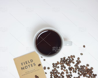 Coffee Beans & Field Notes Flatlay Styled Stock Photo for Instagram ...