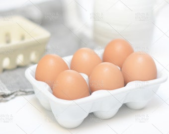 Farm Fresh Eggs Styled Stock Photo for Instagram | Social Media or Blog Brunch Image | Brown Eggs Stock Photo | Farmhouse Kitchen Photo