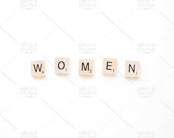 Women Scrabble Tiles Styled Stock Photo for Instagram | Social Media or Blog Scrabble Image | Womens Day Image