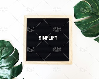 Simplify Letter Board & Monstera Styled Stock Photo for Instagram | Social Media or Blog Letterboard Image